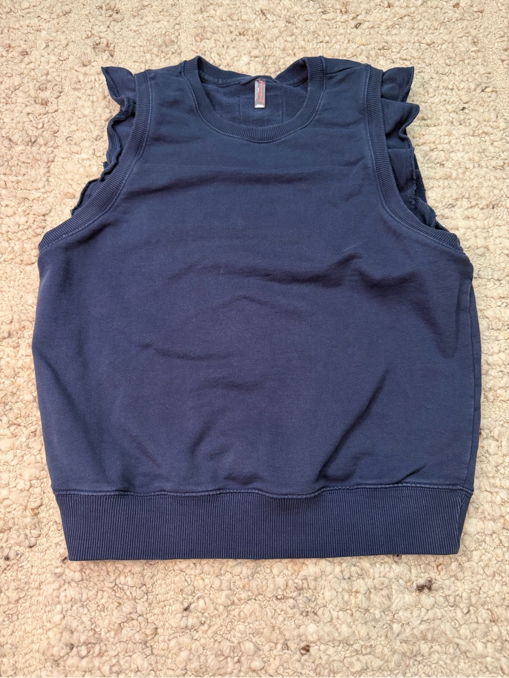 FP Movement by Free People Navy Sleeveless Ruffle-Trim Tank